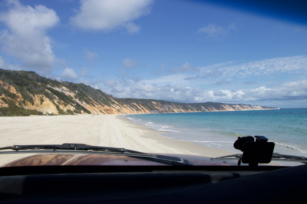 View from the car of rainbow beach.