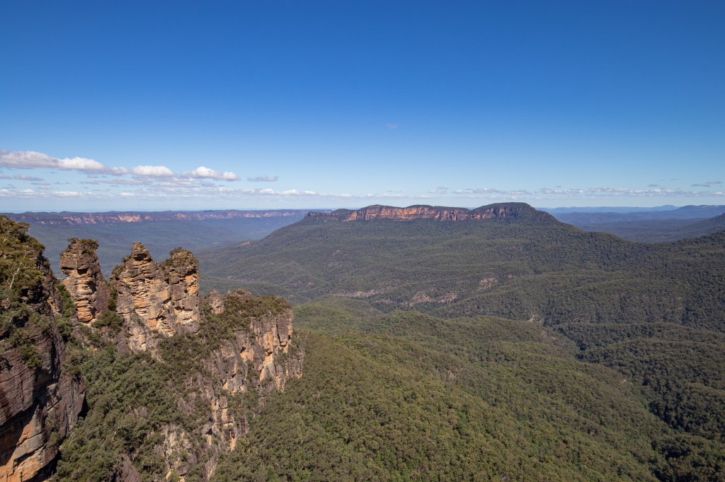 The three sisters standing tall looking over the green Jamison valley.